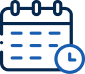 Calendar and clock icon representing scheduling or an upcoming appointment.